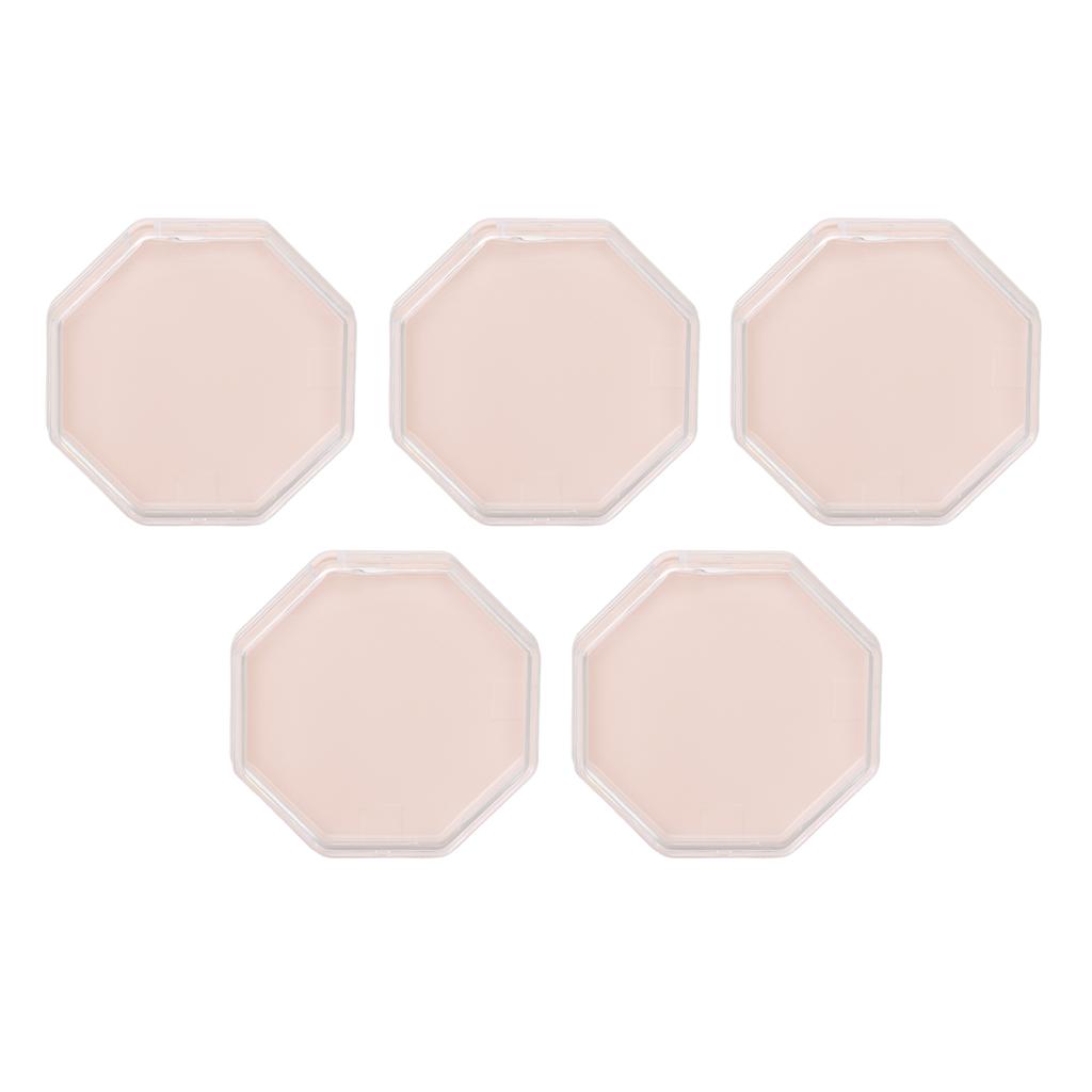 5 Stück Puderquasten Aufbewahrungsbox Rosa Tragbar Achteckig Make-up Puderquasten Behälter Etui für Perlen Nagelspitzen