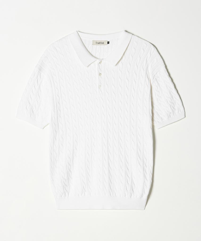 TRADCLUB Cable Collar Short Sleeve Knit 8 Colors (Type A)