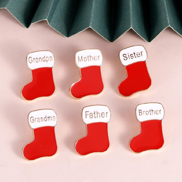 Family Brooch Lapel Pin Christmas Sock New Year for Parties and Weddings