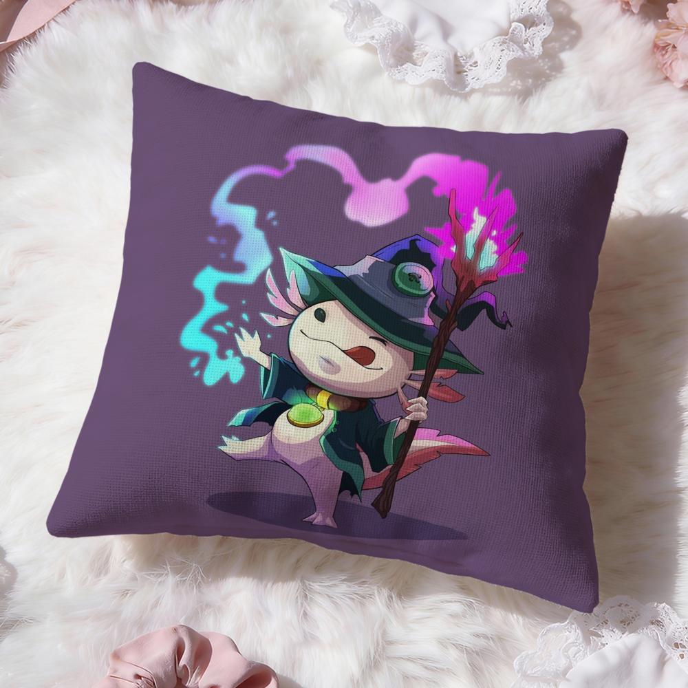 Cute Axolotl Cartoon Cushion Cover Premium Comfort Reversible Pillow Cove -Two In One Design for Any Room & Car Interior