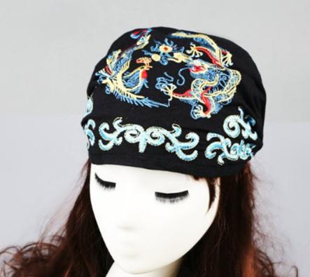 Lady Women Soft Cotton Ethnic Style Turban Hat Head Wrap Scarf Beanie Embroidered Flower Florals Print