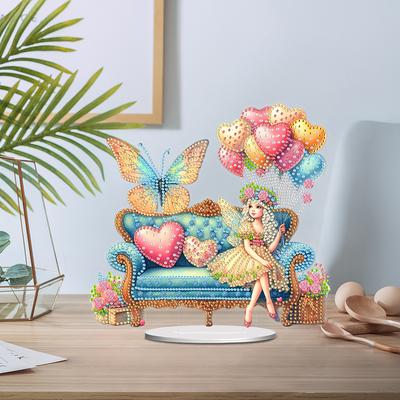 Acrylic Special Shape Rose Cottage Table Top Diamond Painting Ornament Kits Diamond Painting Desktop Decors for Adults Beginner