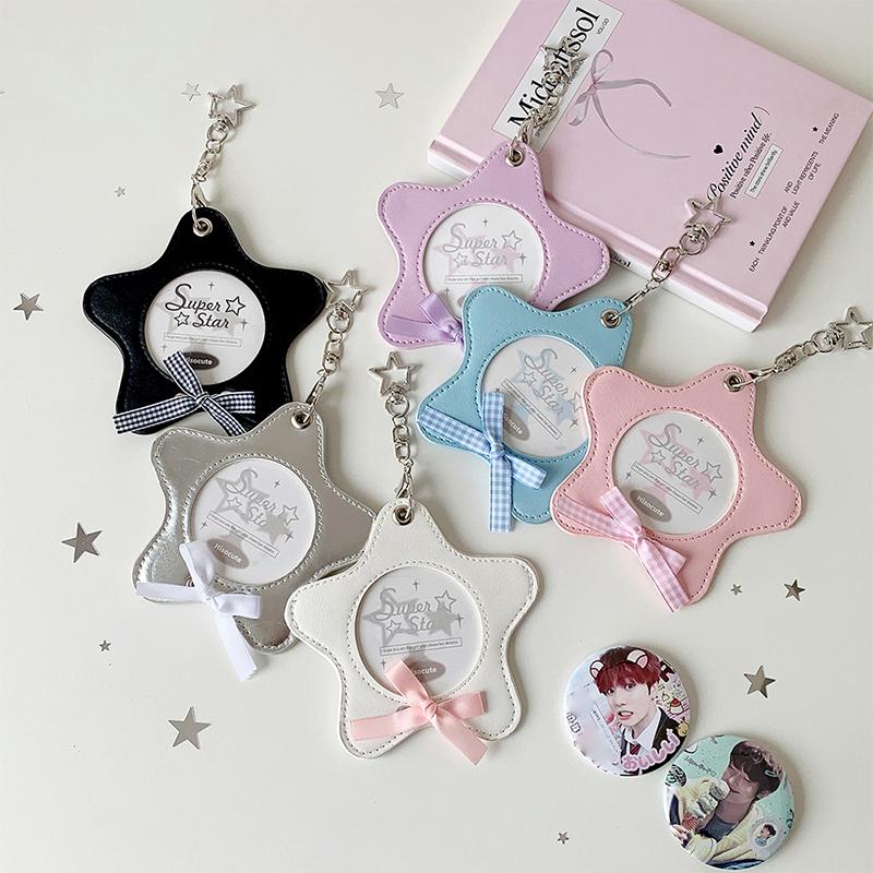 Korean Style Fashion Stars Photo Card Holder Cute Girl Idol 3-Inch Photo Storage Cartoon Backpack Decoration Keychain Gift