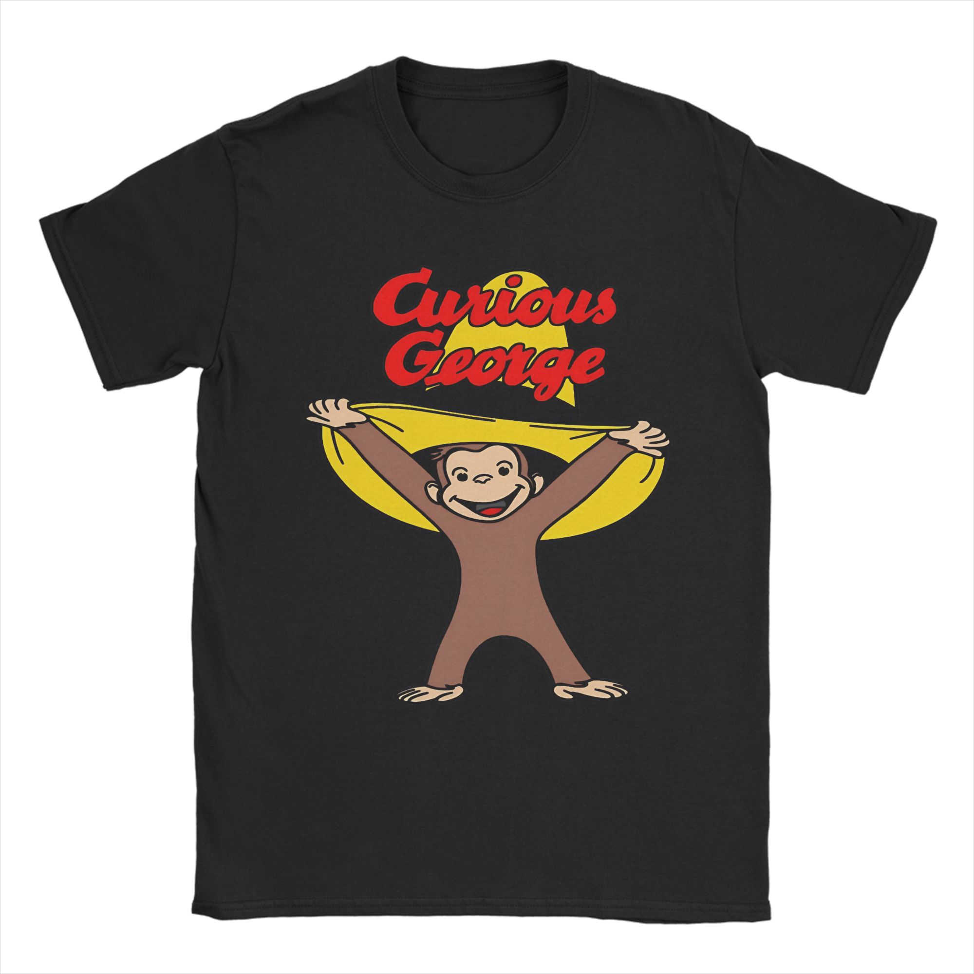 

Vintage Birthday Cute Brown Monkey Cartoon T-Shirt Men s Cotton Short Sleeve Curious George O-neck Summer Tops Shirts 4XL