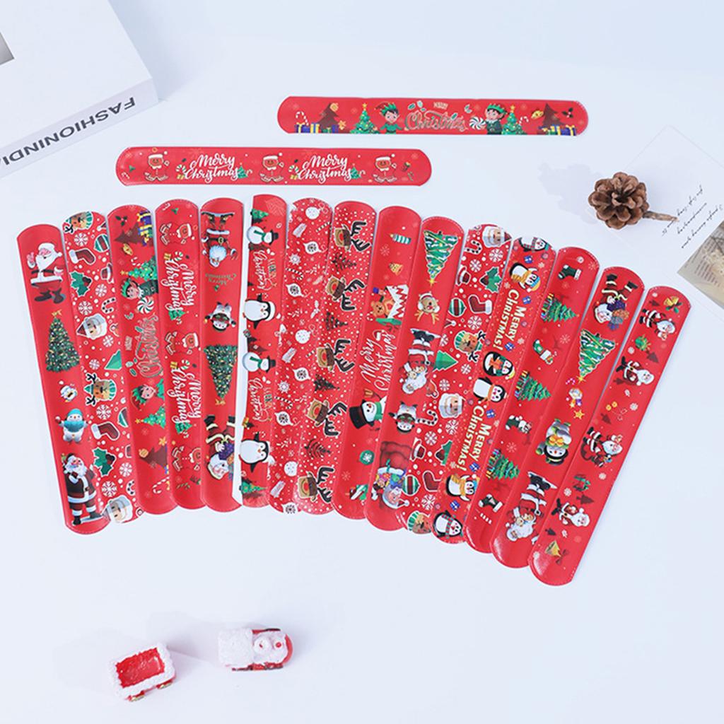 100Pcs Holiday Slap Wristbands for Christmas Snap Bands for Wrist Decoration Stylish Pat Rings Party Accessories