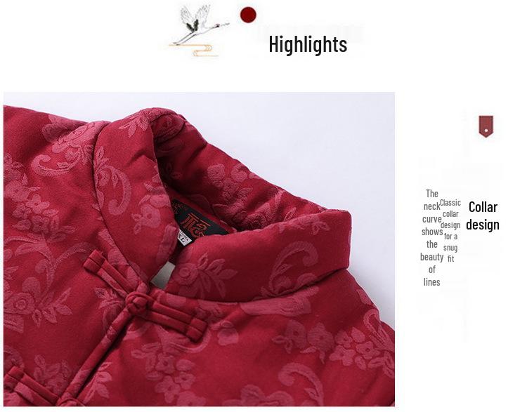 Grandma's Retro Embroidered Cotton Tang Suit Jacket for Elderly Women with Velvet Lining and Frog Buttons