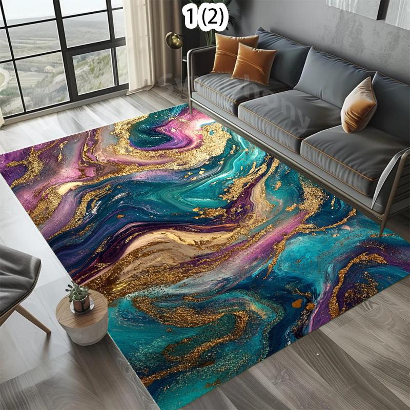 3D Gold Black Fluid Carpet Mat Rug Home Decoration Living Room Bedroom Floor Decor Marble Art Luxury Style Non Slip Rugs