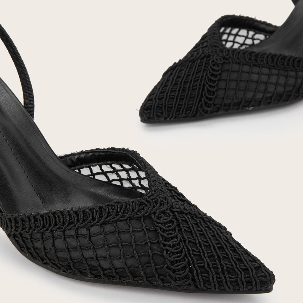 Mesh Brand Sandals Women Pumps Pointed Toe Elegant Slingback High Heels Female String Bead Designer Banquet Wedding Dress Shoes