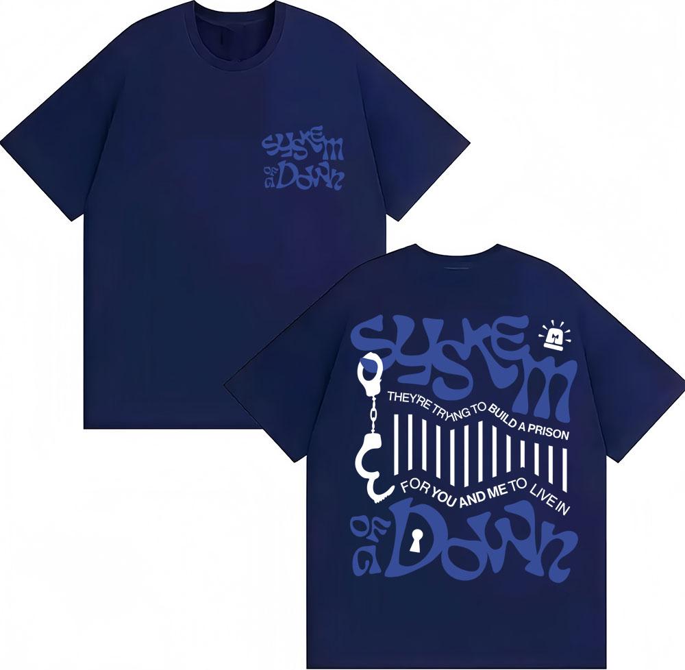 

Rock Band System of A Down prison Song Graphic T Shirt Unisex Women Vintage Metal Music Tshirt Fashion Oversized Cotton T Shirts 4XL