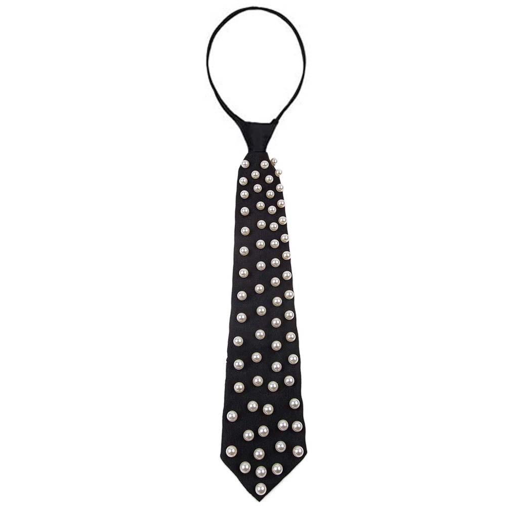 Black Pearls Tie Tassels Decoration Shirt Tie Temperament Hand-beaded Long Necktie  Kids