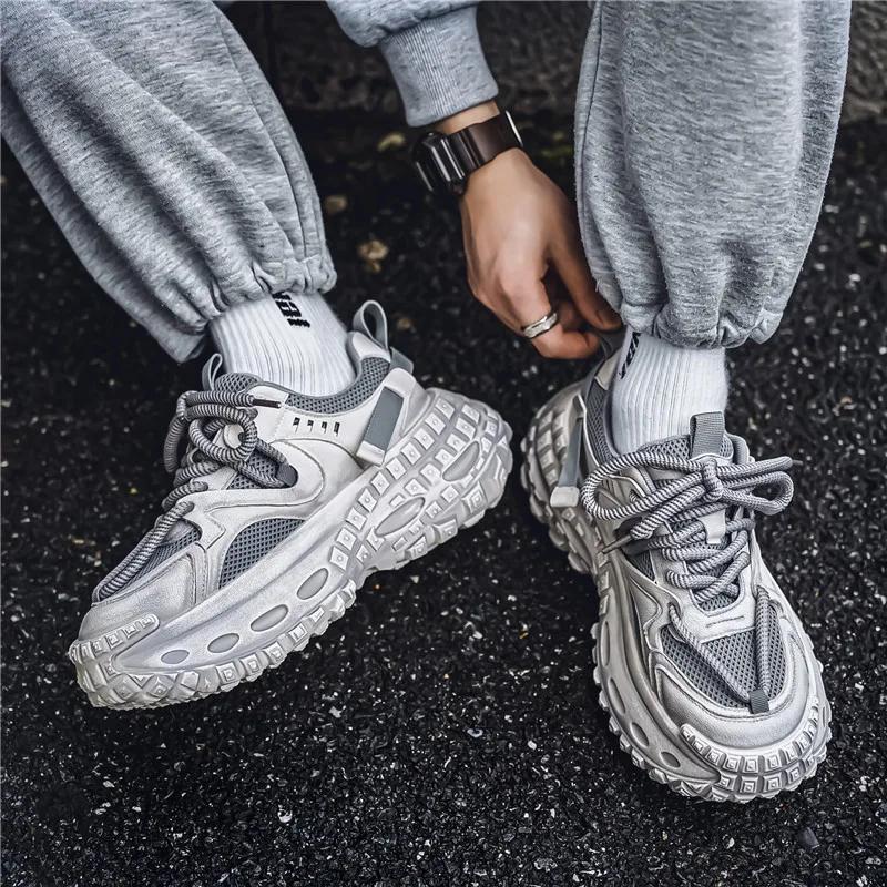 Men Vintage Platform Street Style Skateboard Sneakers Outdoor Sports Running Shoes High Quality Chunky Breathable Casual Shoes
