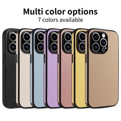 Suitable for iPhone15 Mobile Phone Case 13Pro Lychee Pattern All-inclusive Anti-drop Protective Case Apple 12 Solid Color Leather Case