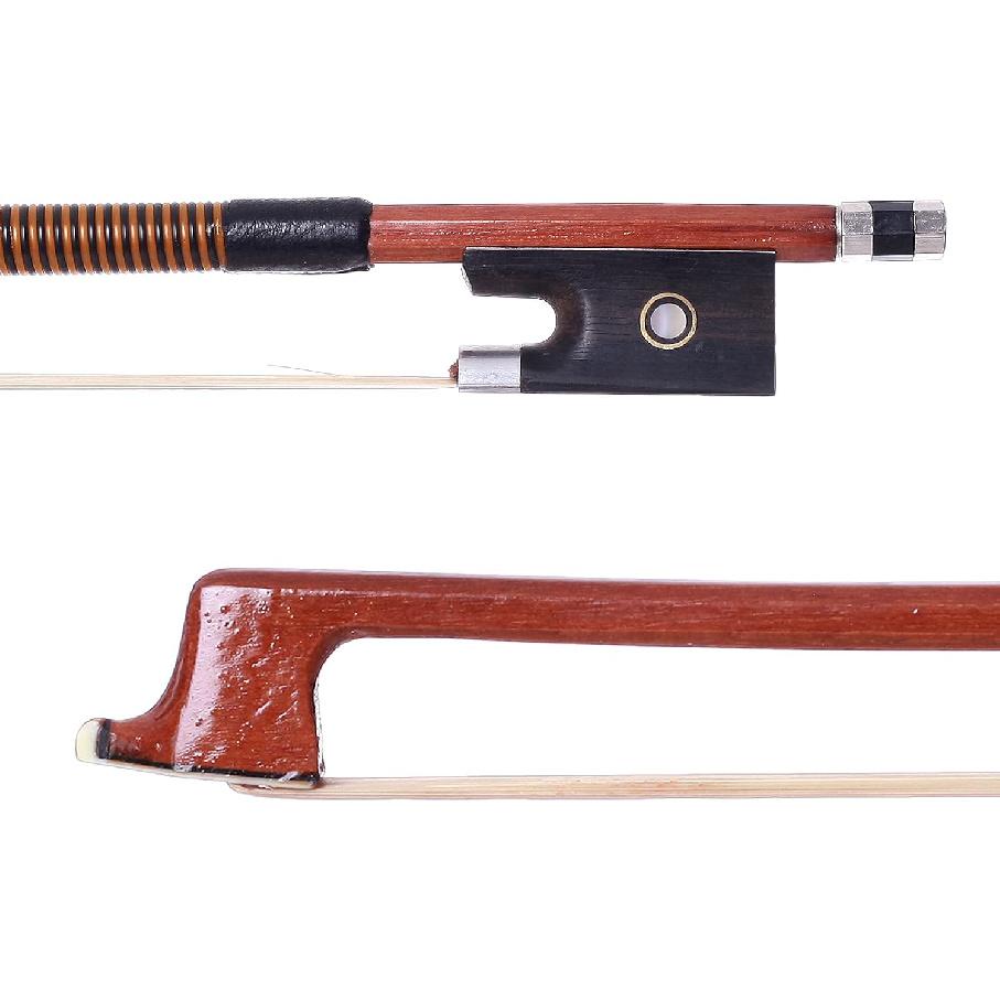 AMZZ 4/4 Full Size Violin Bow – Octagonal Brazilwood Stick, Mongolian White Horsehair, Handmade, Lightweight & Balanced for Intermediate & Advanced
