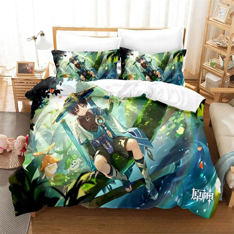 Anime Spiel Genshin Impact Scaramouche Bettwäscheset Jungen Mädchen Einzelbett Queen Size Bettbezug Kissenbezug Bett Kinder Erwachsene