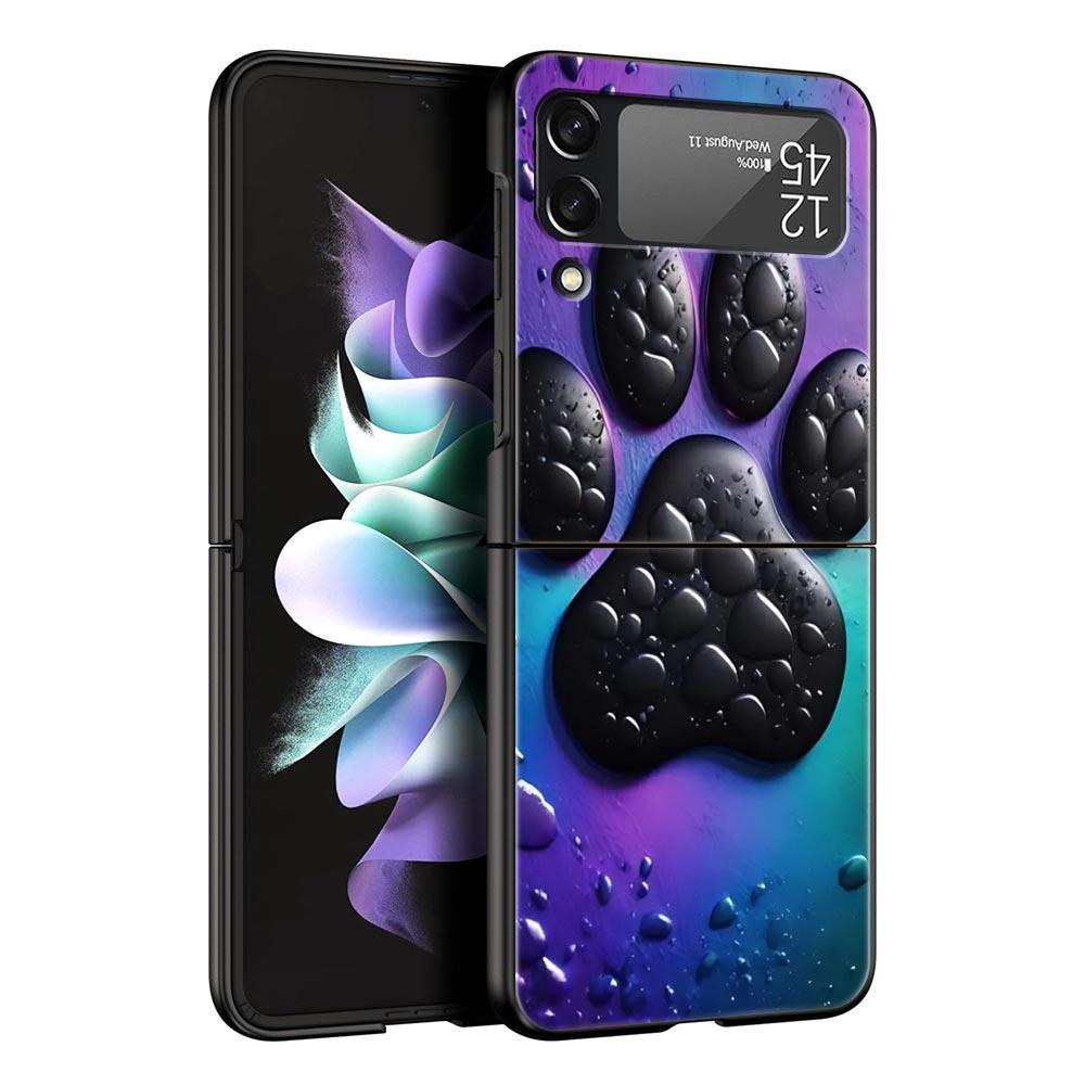 Og Paw Print Aesthetics Hard PC Phone Case For Samsung Galaxy Z Flip 7 6 5 4 Black Cover For Galaxy Z Flip 3 Foldable Fundas Bag