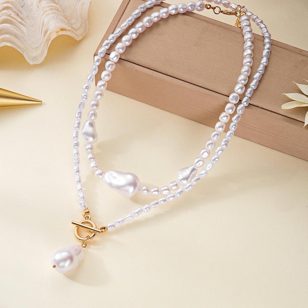 European & American Multi-layer Irregular Pearl Choker Necklace Set