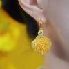 Design sense mesh zircon rose earrings gentle and elegant celebrity earrings retro light luxury super flash flower earrings