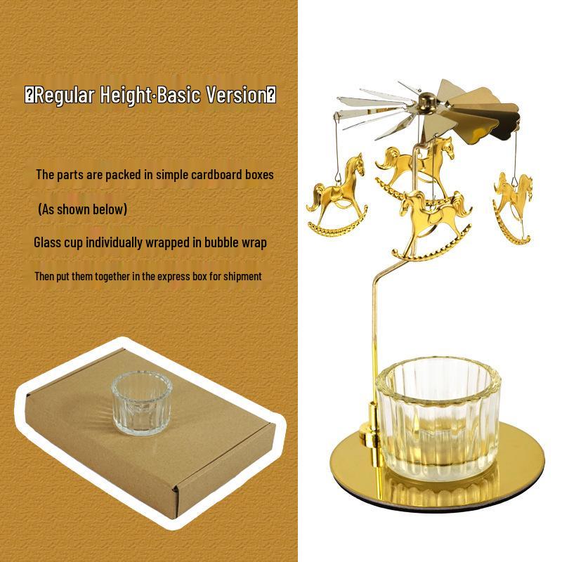 Rotating Carousel Candlestick Holder for Aromatherapy Candles - Romantic Table Centerpiece for Birthdays