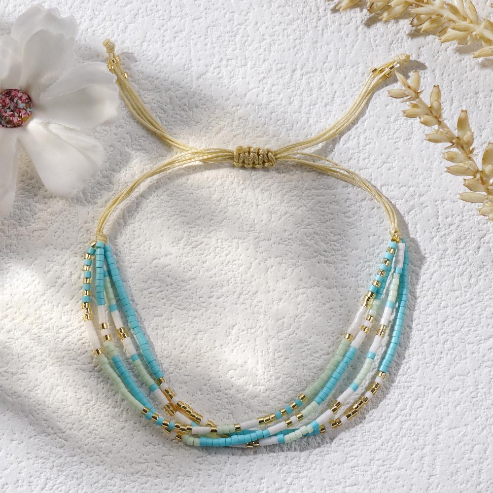 Go2boho Multi Dainty Four-Layer Series Trendy Handmade Jewelry Hawaii BOHO Fashion Beaded Bracelets Gifts for Her