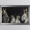 Lion Family Crown Print Canvas Painting Gallery Grade Wall Decor Posters Abstract Animal Autograph Black and White Pictures Gift