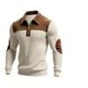 Bahar ve Sonbahar Avrupa Erkek Dış Mekan Günlük Düğmeli Dik Yaka Bol Kadife Renk Bloklu Spor Sweatshirt