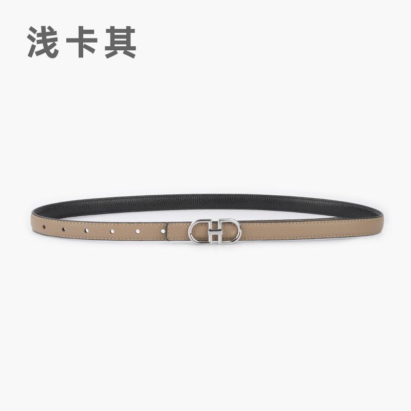 Lychee Pattern First Layer Cowhide Women'S Genuine Leather Women'S Belt Casual Pants Jeans Thin Two-Sided Belt Available