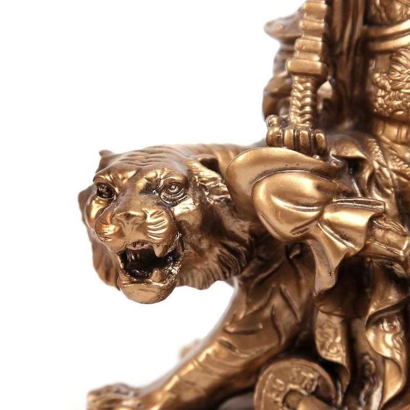 Tiger God of Wealth Zhao Gongming Character Decoration Statues Resin Sculpture Home Room Office Wind Water Features Ornaments