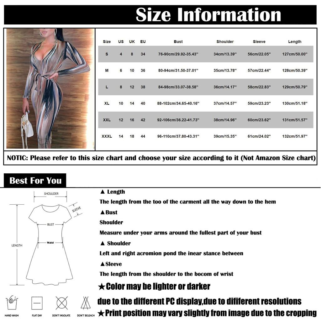 Fashion Womens Loose Personality Print Long Sleeve V-neck Dress Casual Dress