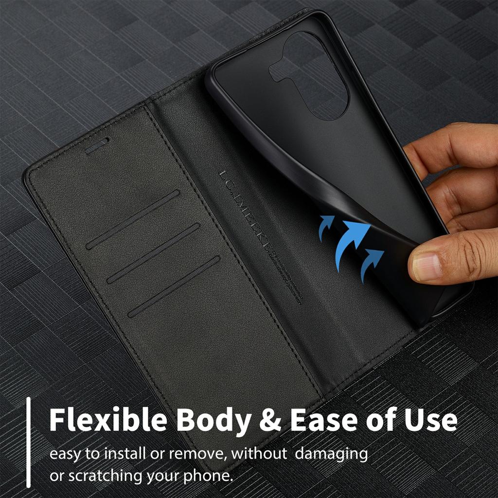 LC.IMEEKE For Xiaomi Poco X7 Pro 5G Wallet Case Carbon Fiber Texture Leather Phone Cover