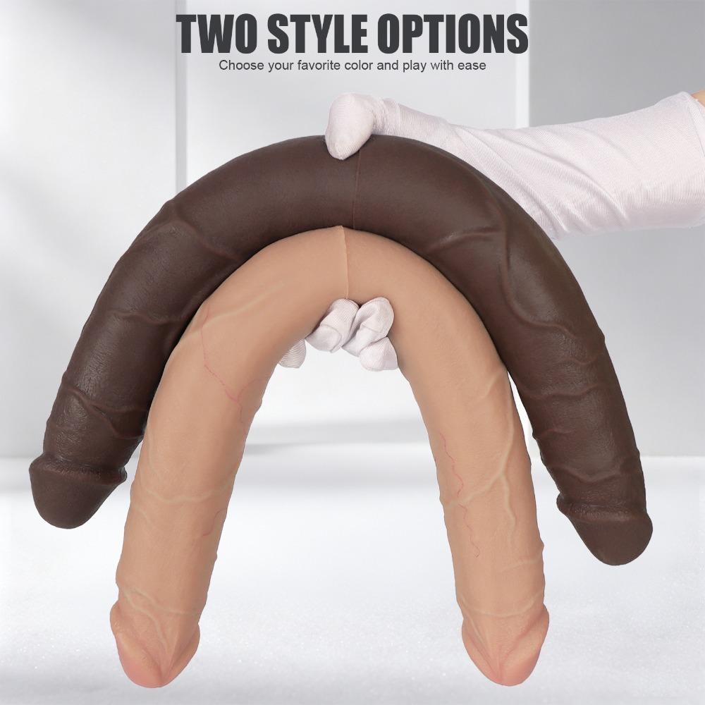 Double-Ended Dildo Silicone Realistic Vibrating Anal G-spot Toy for Women Gay Couples