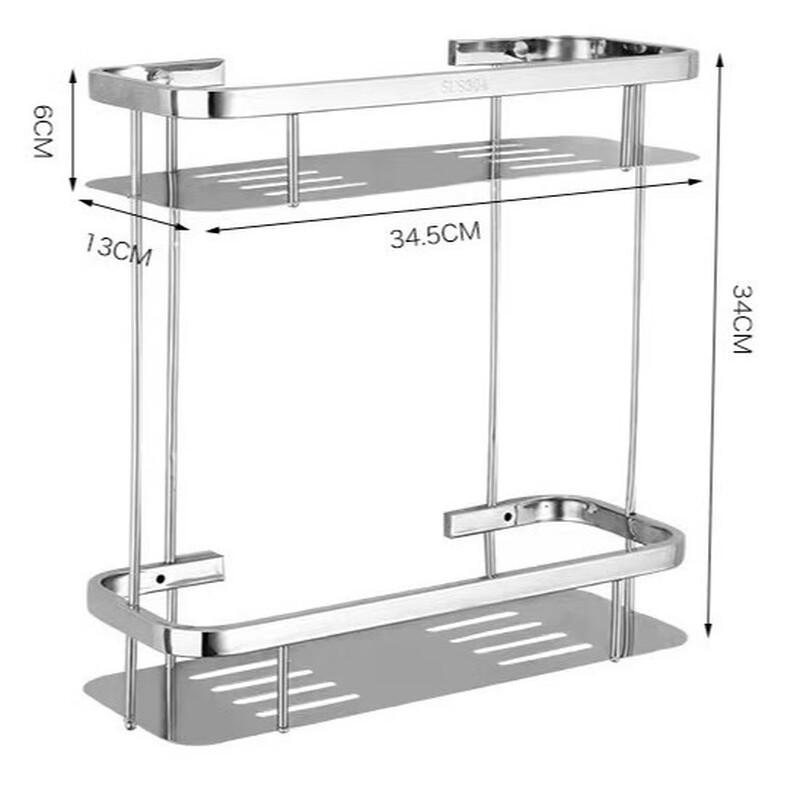 Двухъярусная угловая полка для ванной комнаты из нержавеющей стали 304