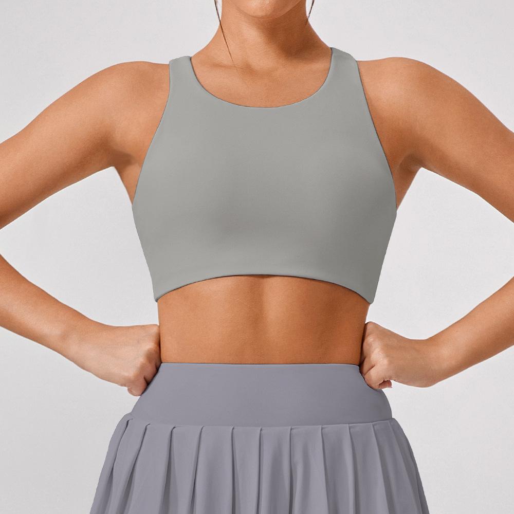 Women's High-Intensity Sports Bra - Lulu Nude Feel, Shockproof, Gathered Support, Stylish Back, Perfect for Yoga & Fitness