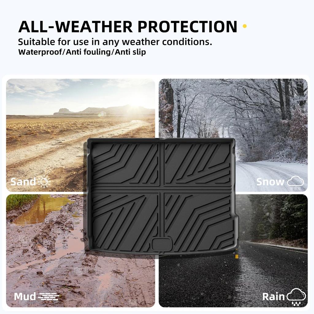 SMABEE for Hyundai Kona Electric 2024 2024 TPE 3D Car Rear Trunk Pad Cargo Liner Trunk Mat All Weather Black Protection