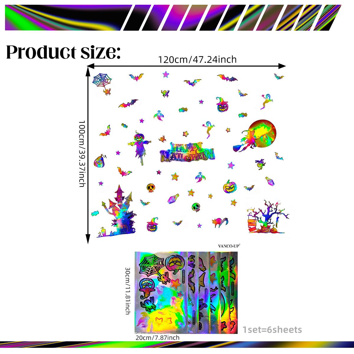 

Разнообразие лазерных материалов постепенно меняет наклейки на стену с элементами DIY для Хэллоуина, разные углы обзора, разные узоры и цвета