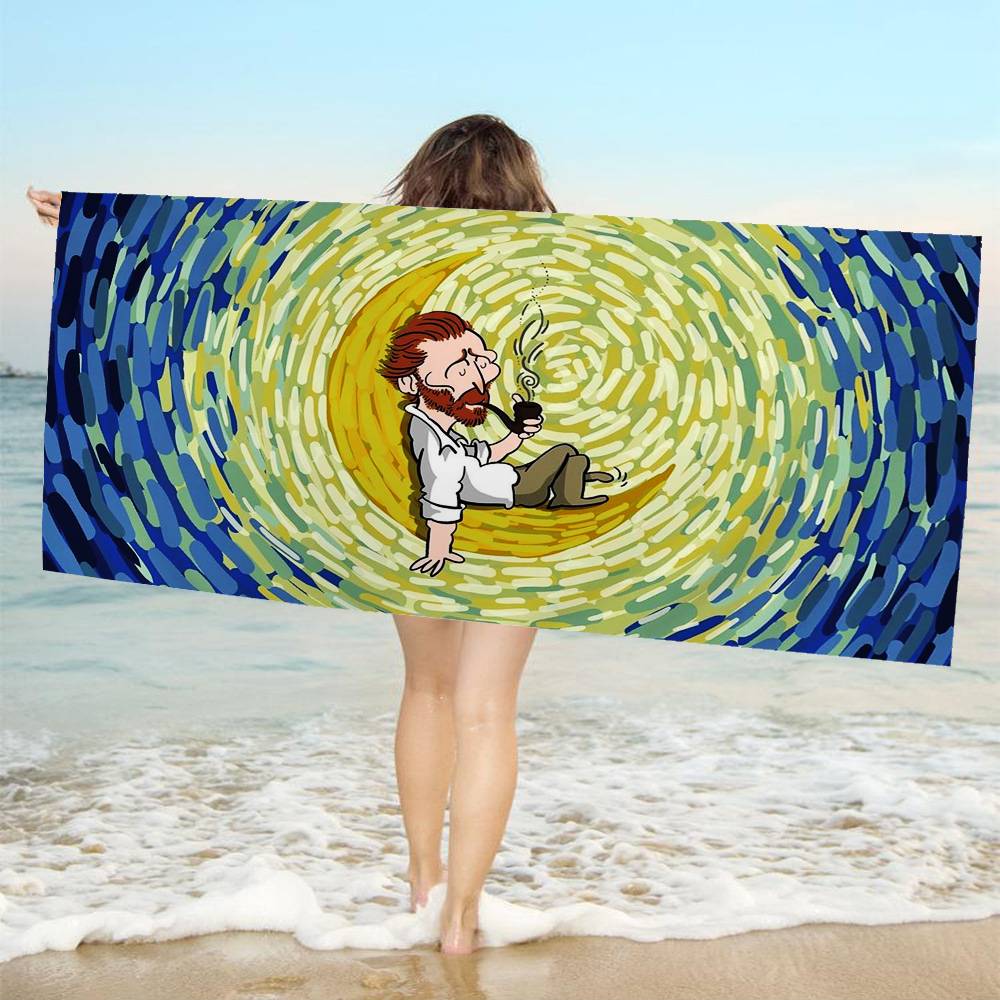 Painter Van Gogh Microfiber Blanket Quick Drying Beach Towels Oversized Printing Super Absorbent Pool Towel Blanket