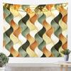 Modern Abstract Wave Tapestry, Layered Curved Pattern Wall Art in Earthy Tones for Bohemian Home & Minimalist Room Decor