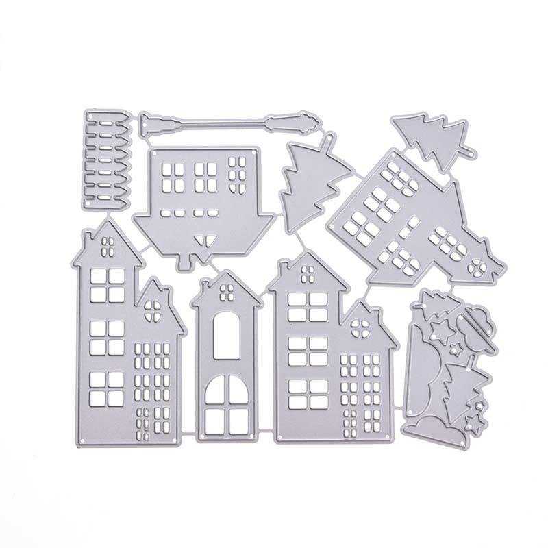 

Cutting Dies Christmas House Scrapbooking Dies Metal Craft Stamps Embossing Card Making Decor срібний