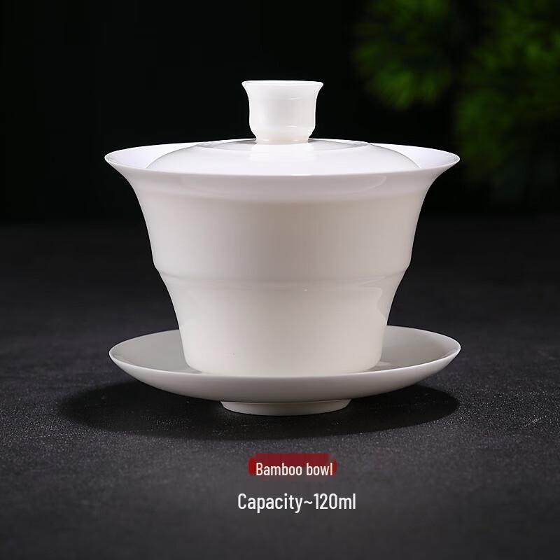 Ultra-thin Bone China Kung Fu Tea Set with Bamboo Gaiwan