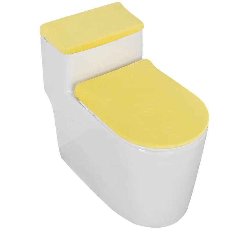 Velvet Toilet Lid Cover and Toilet Tank Lid Cover 2-Piece Set Soft Thickened Elasticity Universal Toilet Cushion for Home Hotel