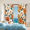 2 Pcs, Versatile Polyester Transparent Curtains for Home Decoration Orange Floral Pattern for Use In Bedrooms and Living Rooms