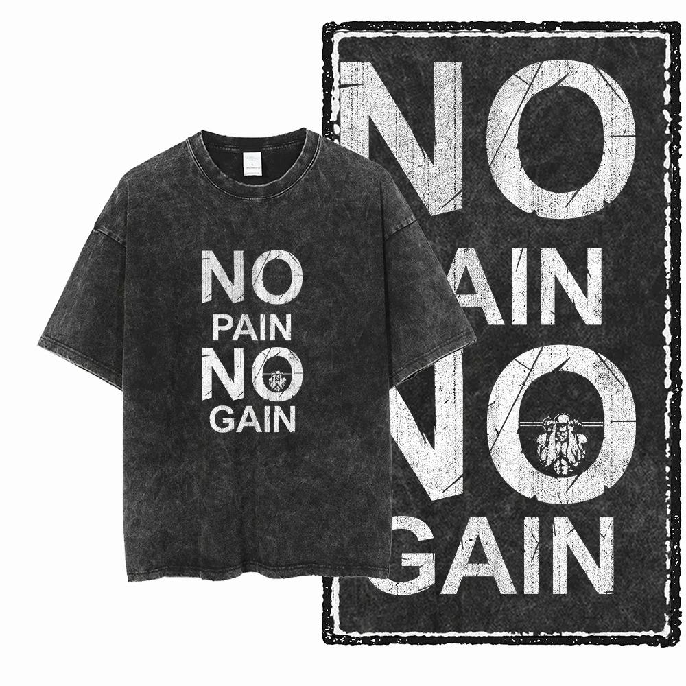 GYM Tiger NO PAIN NO GAIN Funny Graphic Print T-Shirt Men Women Streetwear Y2K Harajuku Hip Hop Fashion Summer New Tee Loose Casual Oversized Top