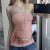 VAYLA Causal Holiday Style Women Straps Tops Backless Bow Lace Up Slim Flower Prints Fashion Trendy Blouses