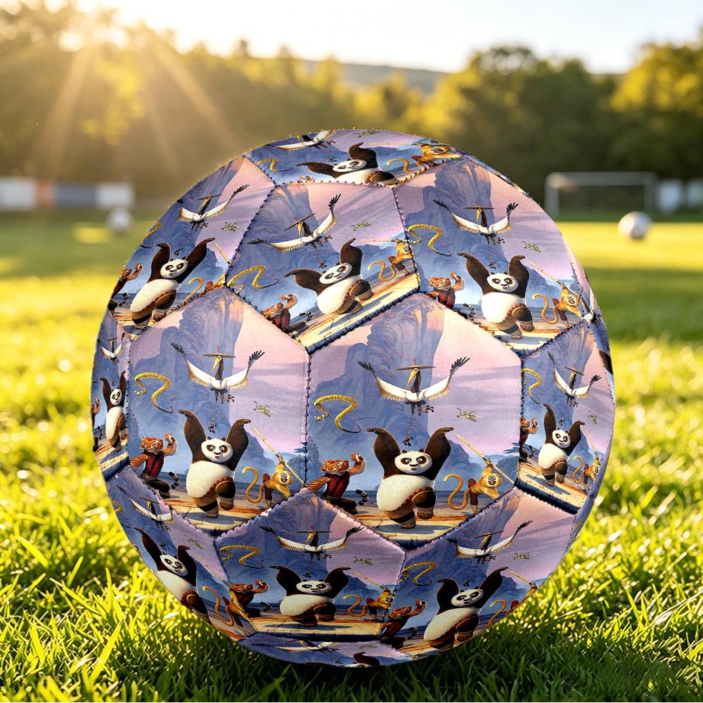 Size 5 Football Kung Fu Panda Pattern, Wear‑Resistant Soccer Ball for Match Training Daily Sports Play