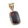 Natural Mahogany Obsidian 925 Sterling Silver Jewelry TwoTone Pendant 1.25" K6u71