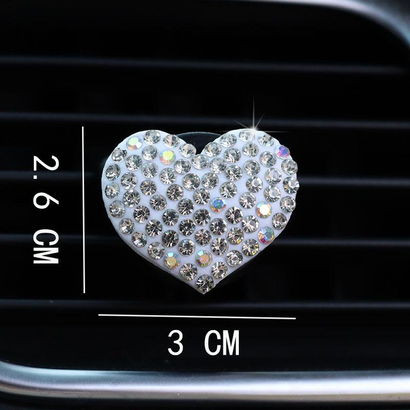 2Pcs/Set Heart-Shaped Car Air Outlet Perfume Clip Rhinestone Car Air Conditioning Air Outlet Perfume Decoration Clip Car Auto Ac