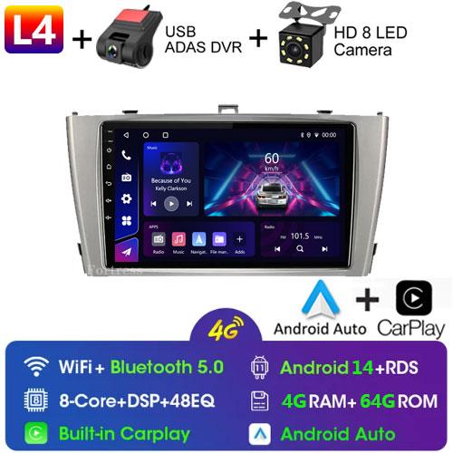 Android 14 Carplay Auto Car Radio For Toyota Avensis T27 2009 2010 2011 2012-2015 GPS Navigation Multimedia Player DSP Stereo 4G