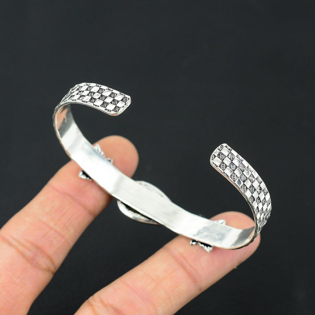 Natural Bronzite Gemstone Bangle Adjustable 925 Sterling Silver For Women