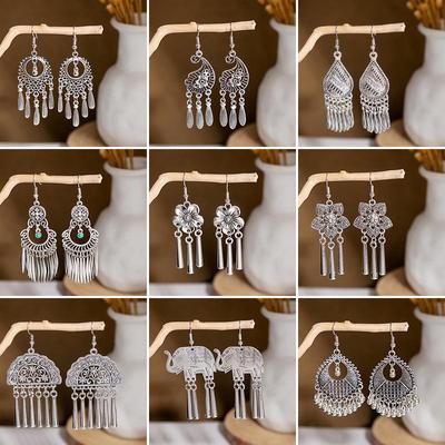 Retro Ethnic Tassel Dangle Earrings with a Cute and Artistic Flair