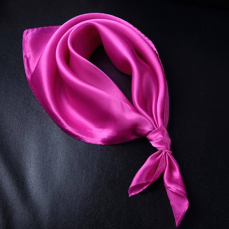 Pañuelo Cuadrado de Satén Versátil - Color Sólido Unisex para Primavera y Otoño