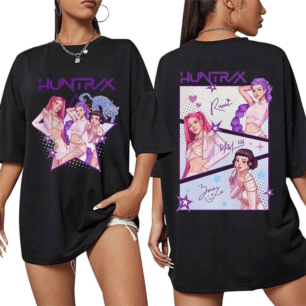 High Quality Fashion Oversized Cotton Huntrix Kpop Demon Hunters Movie 2025 Graphics T Shirts Men Women's T-shirt Harajuku Tops